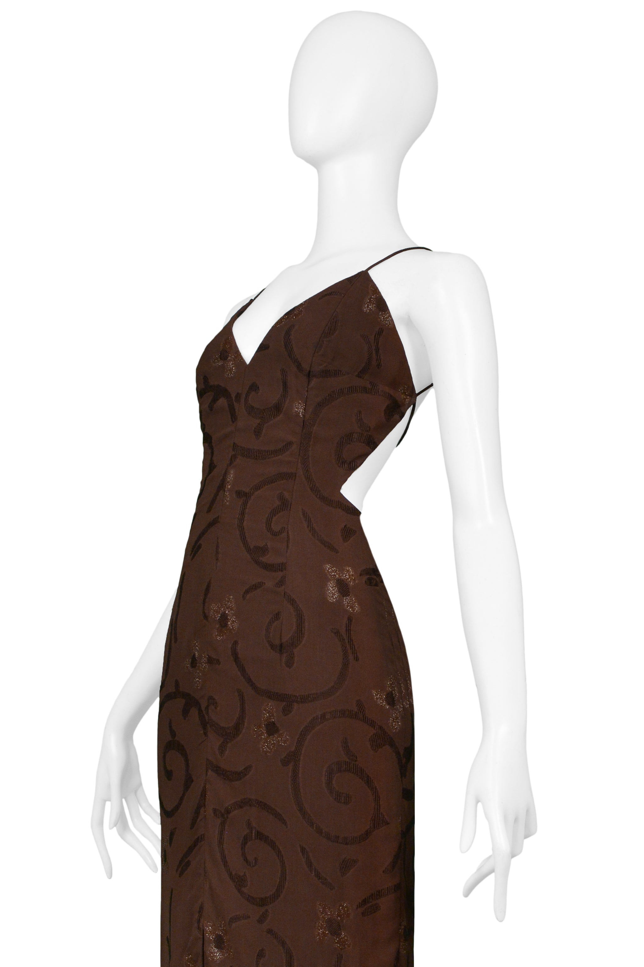 GIORGIO ARMANI SS 1997 BROWN BACKLESS GOWN