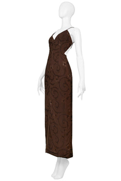 GIORGIO ARMANI SS 1997 BROWN BACKLESS GOWN