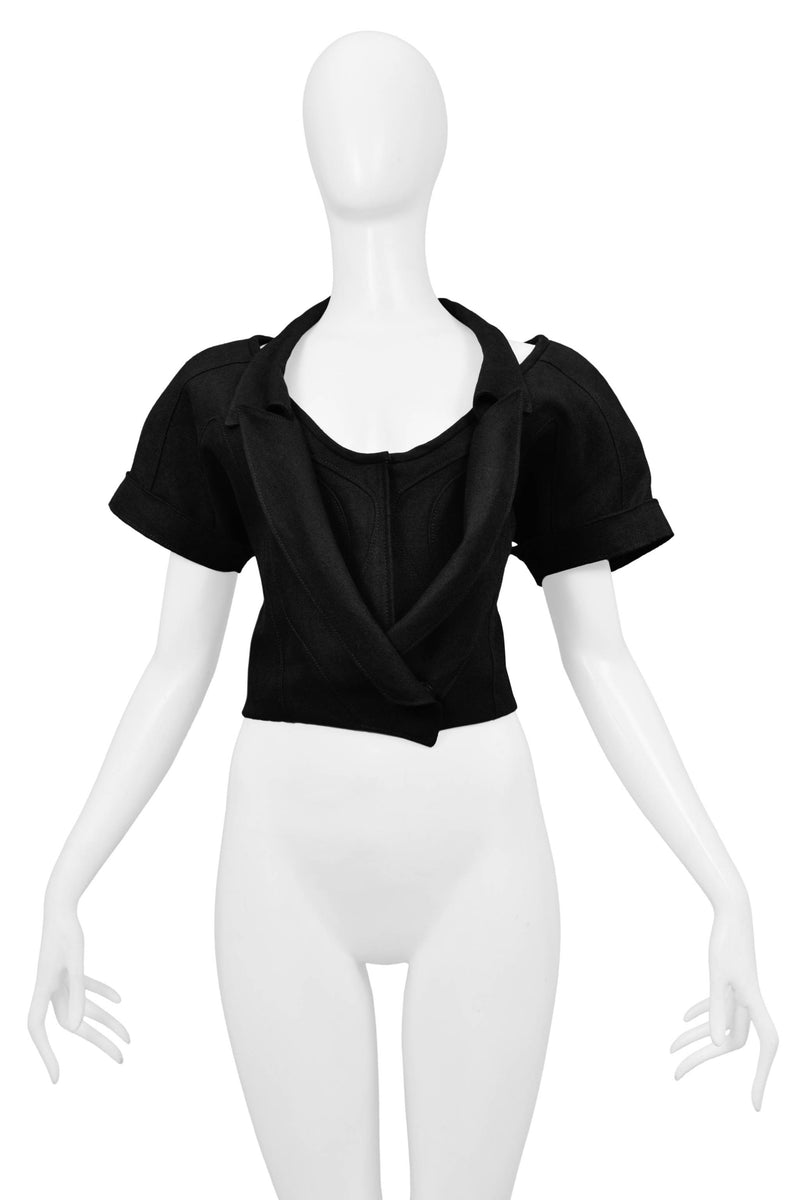 Black Zipped spandex corset top, Balenciaga