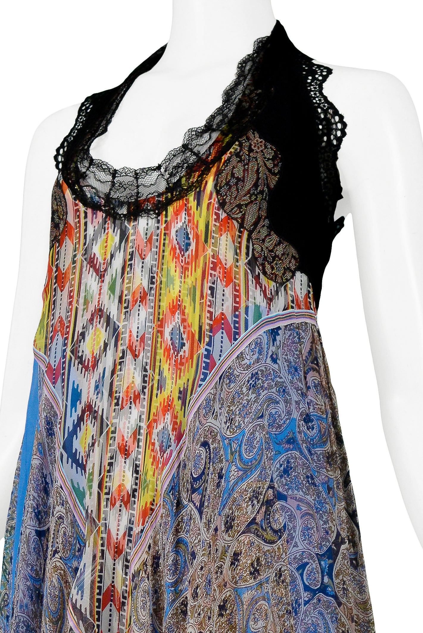 BALENCIAGA MULTICOLOR PAISLEY PEASANT DRESS 2005