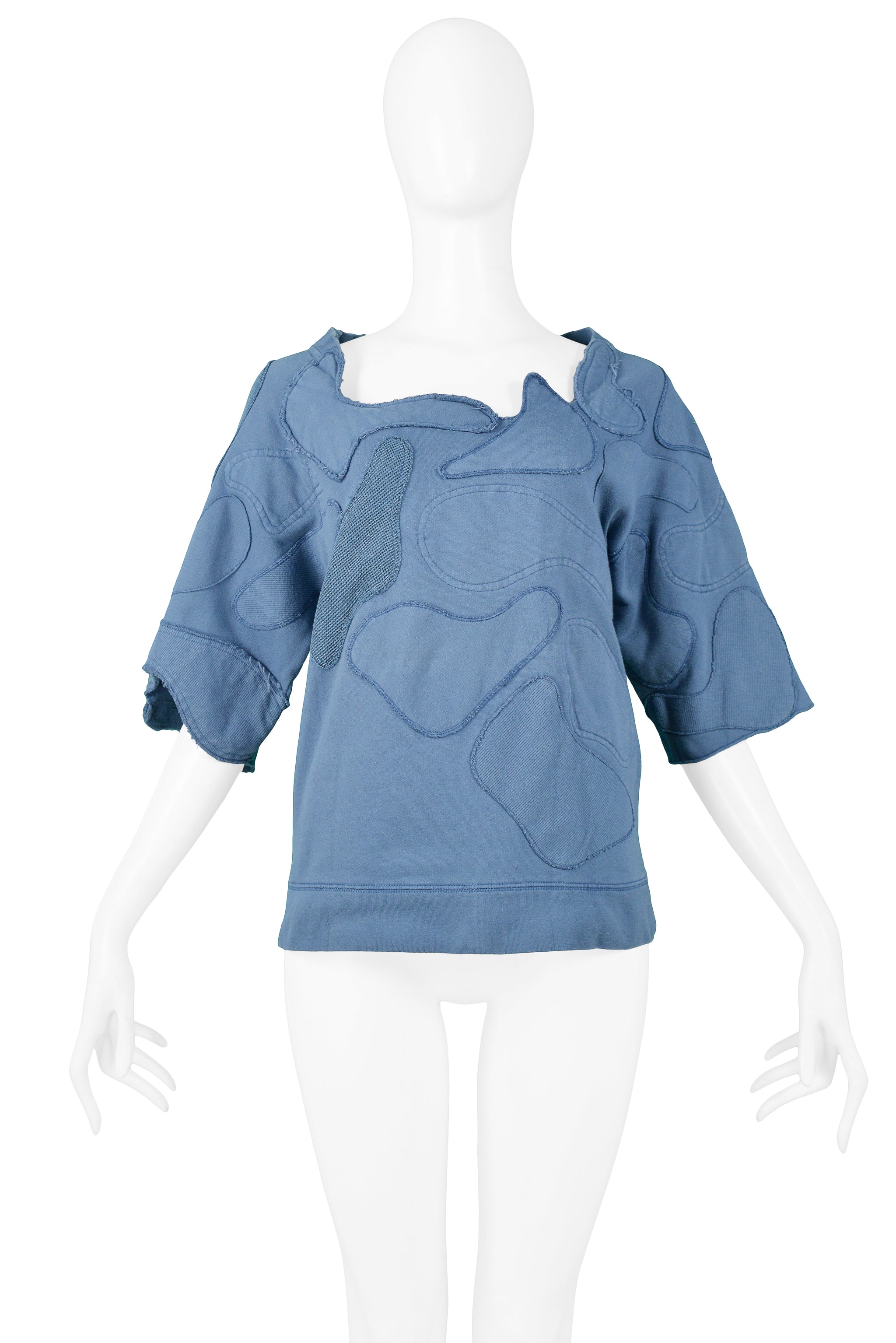 BALENCIAGA BY NICOLAS GHESQUIERE BLUE PATCHWORK SWEATSHIRT 2002