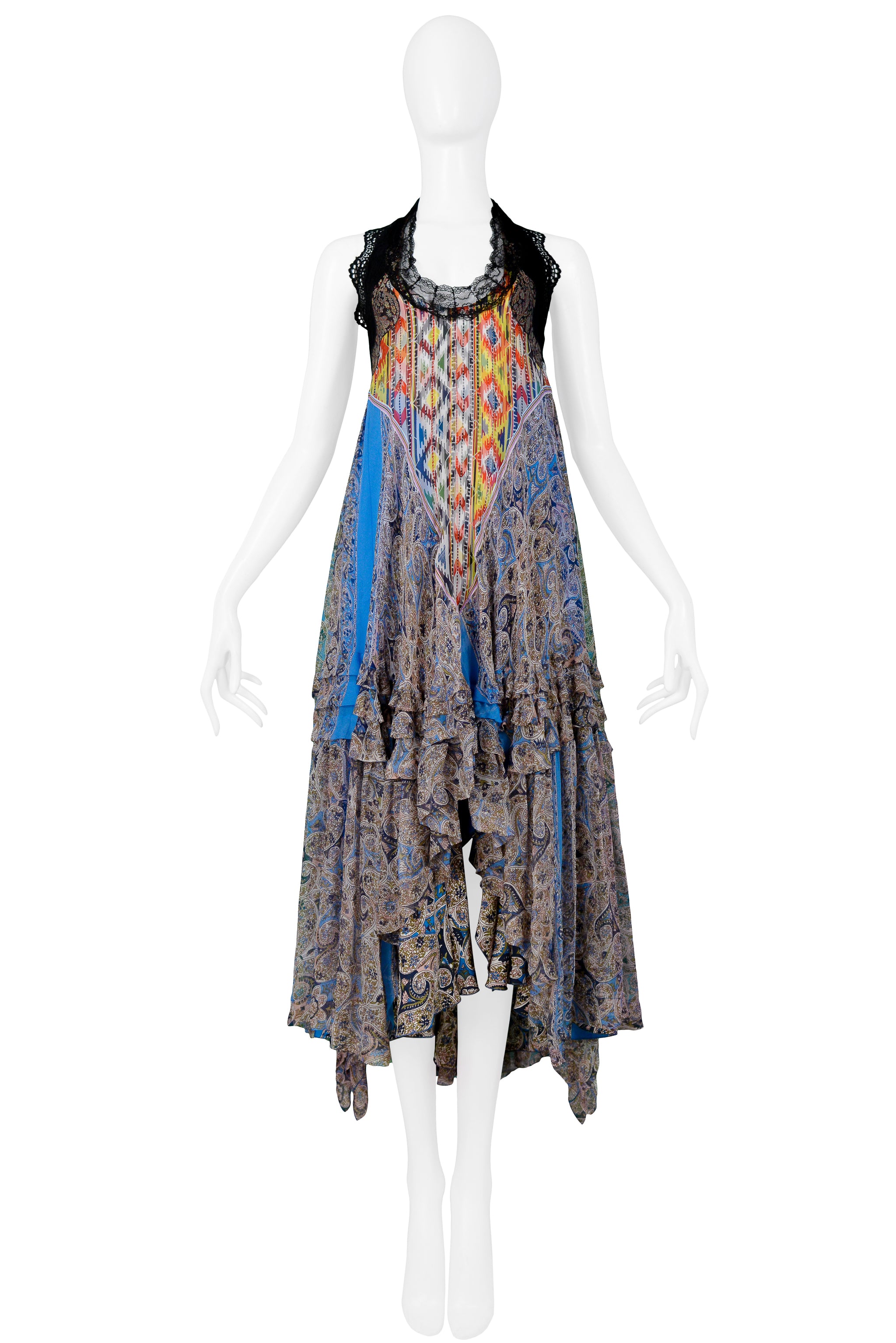 BALENCIAGA MULTICOLOR PAISLEY PEASANT DRESS 2005