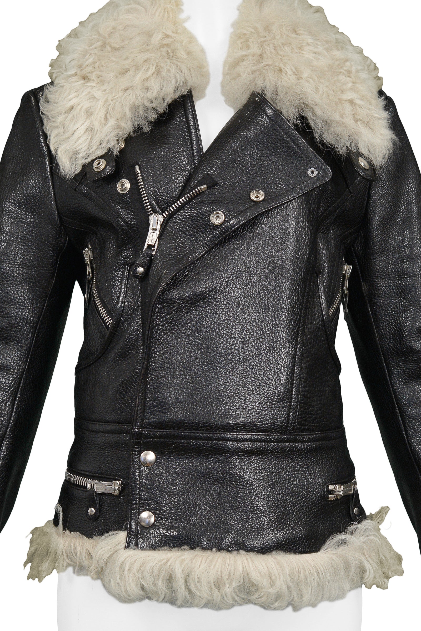 Balenciaga leather fur jacket new arrivals