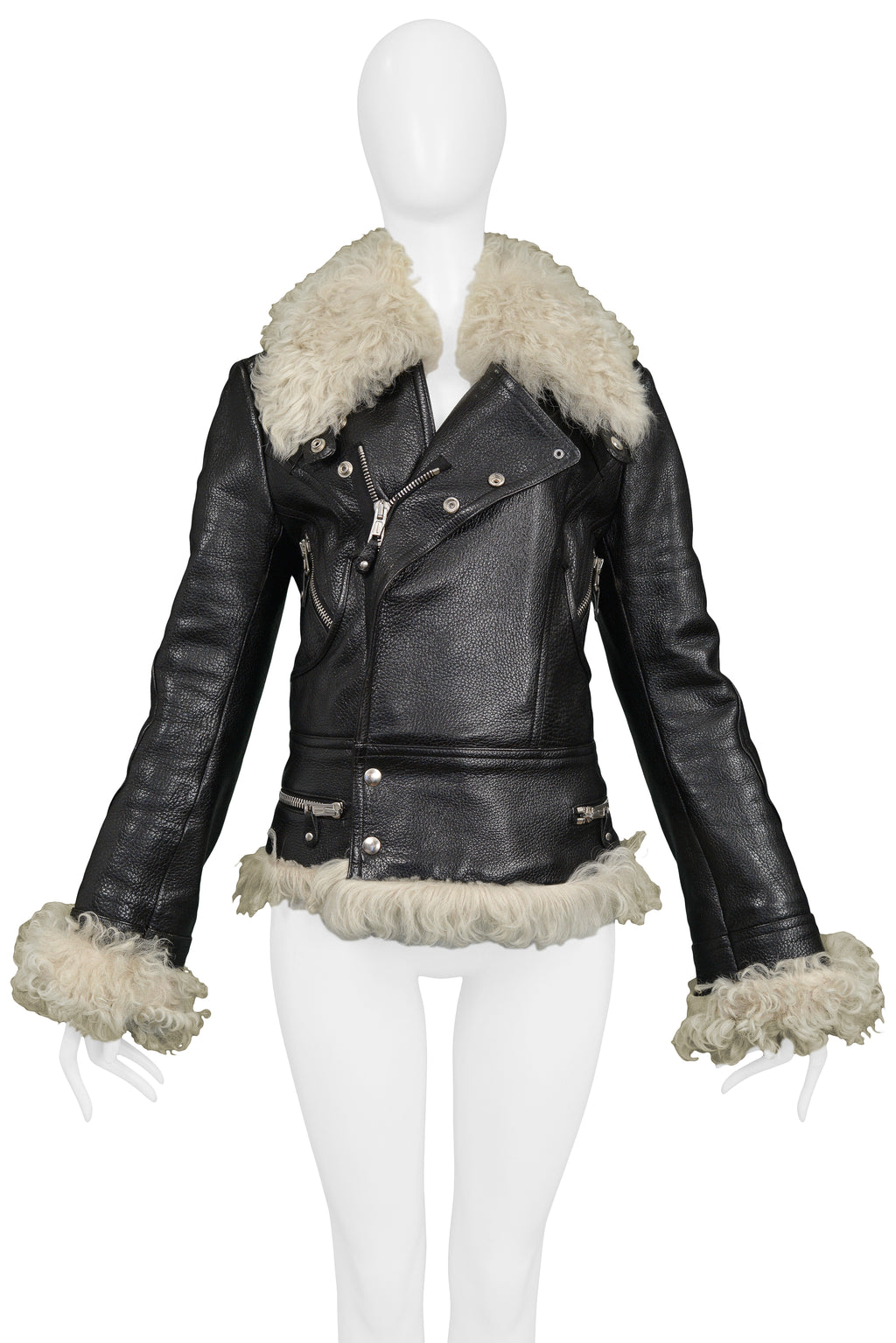 Balenciaga shearling leather jacket discount