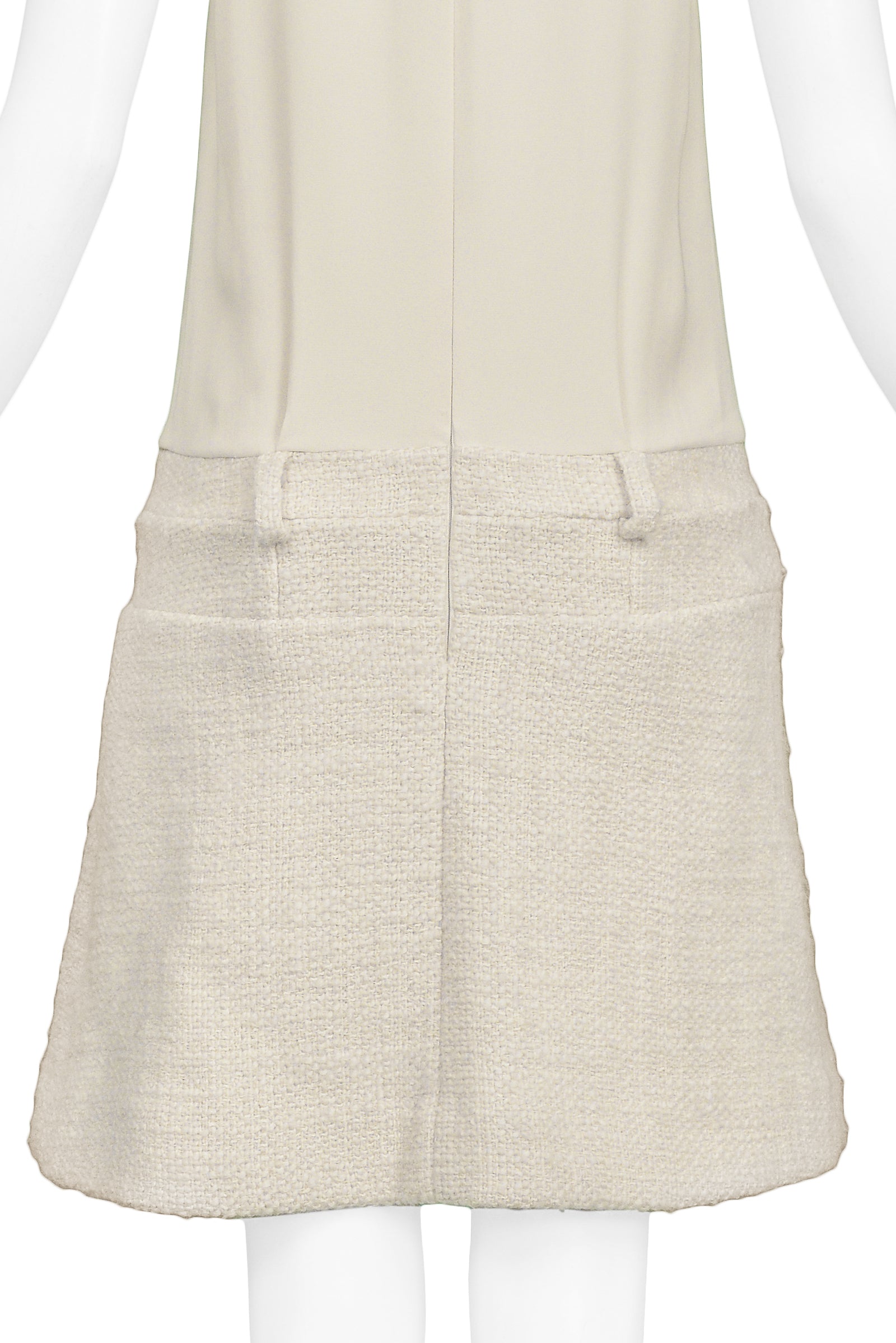 BALENCIAGA BY GHESQUIERE OFF-WHITE BOX PLEAT DRESS 2006