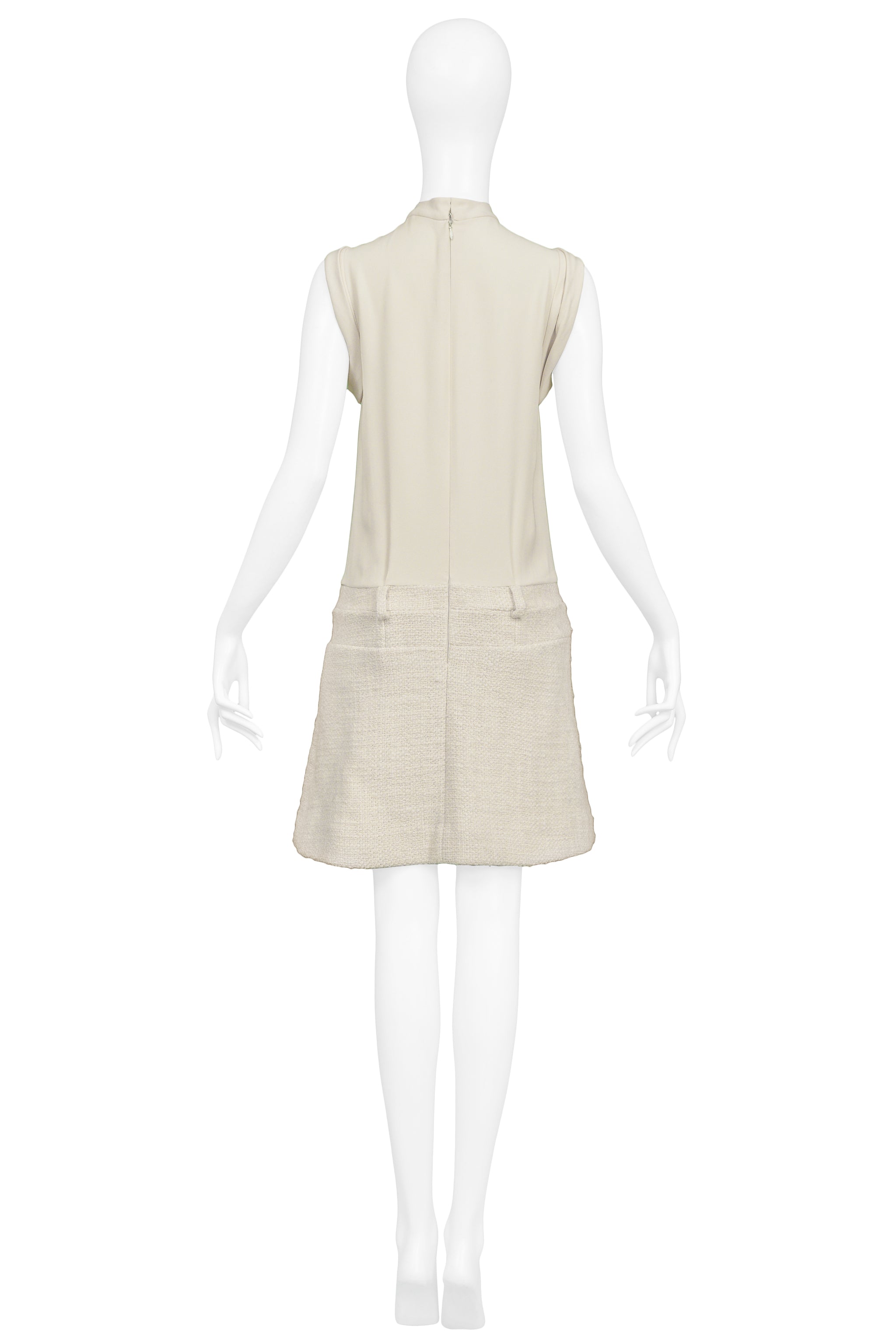 BALENCIAGA BY GHESQUIERE OFF-WHITE BOX PLEAT DRESS 2006