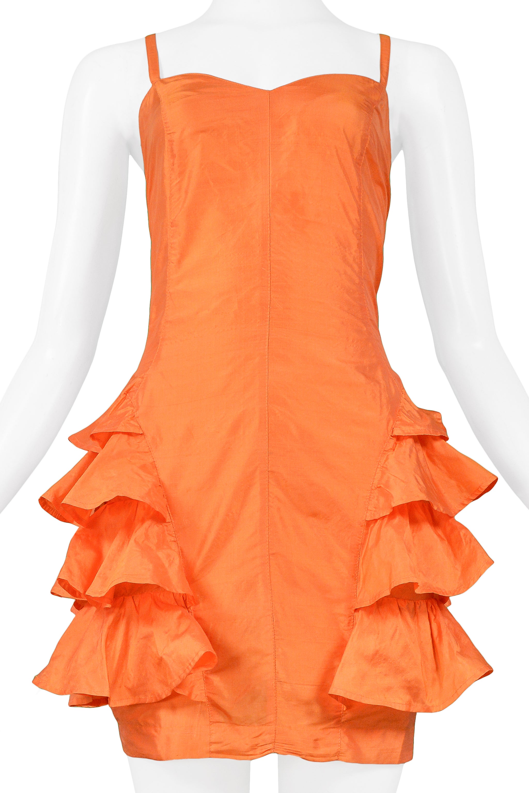 BYBLOS ORANGE SILK RUFFLE DRESS 1992