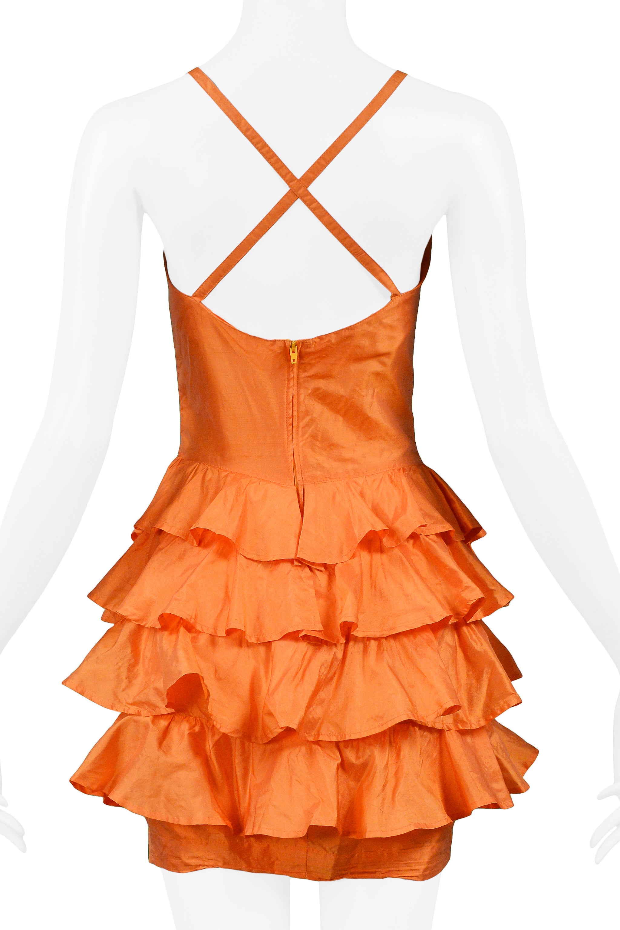 BYBLOS ORANGE SILK RUFFLE DRESS 1992