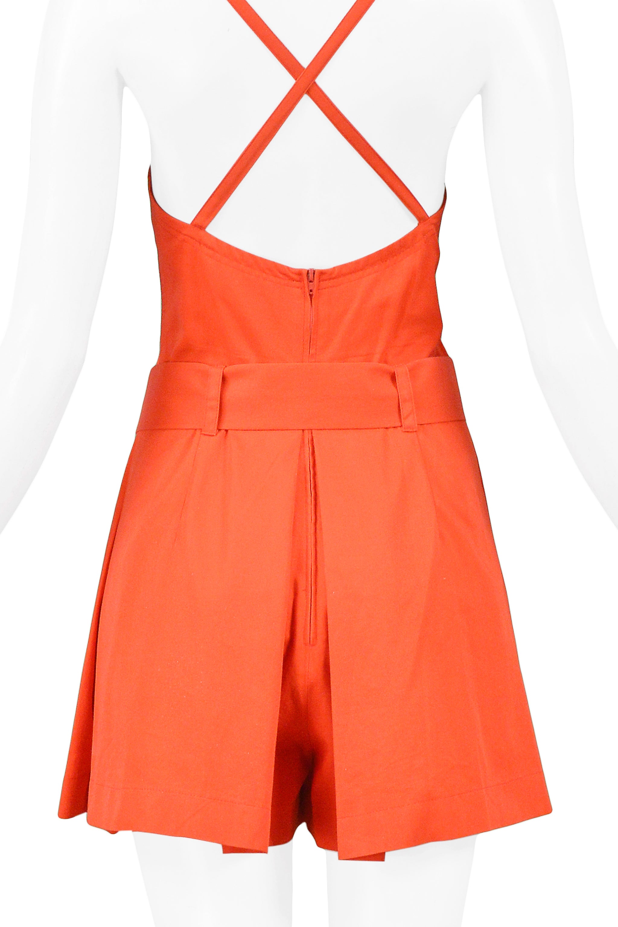 BYBLOS RED COTTON ROMPER WITH BELT