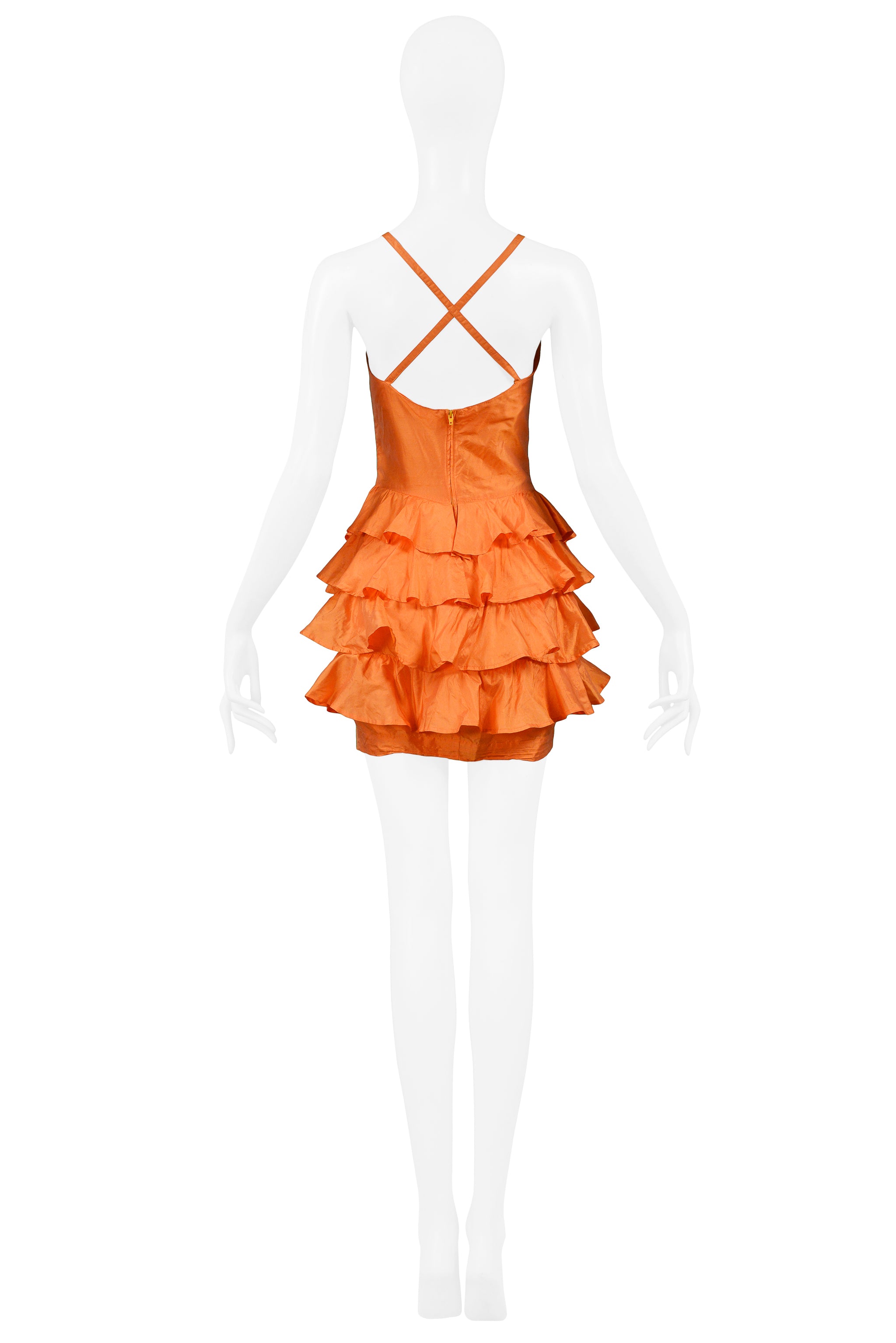 BYBLOS ORANGE SILK RUFFLE DRESS 1992
