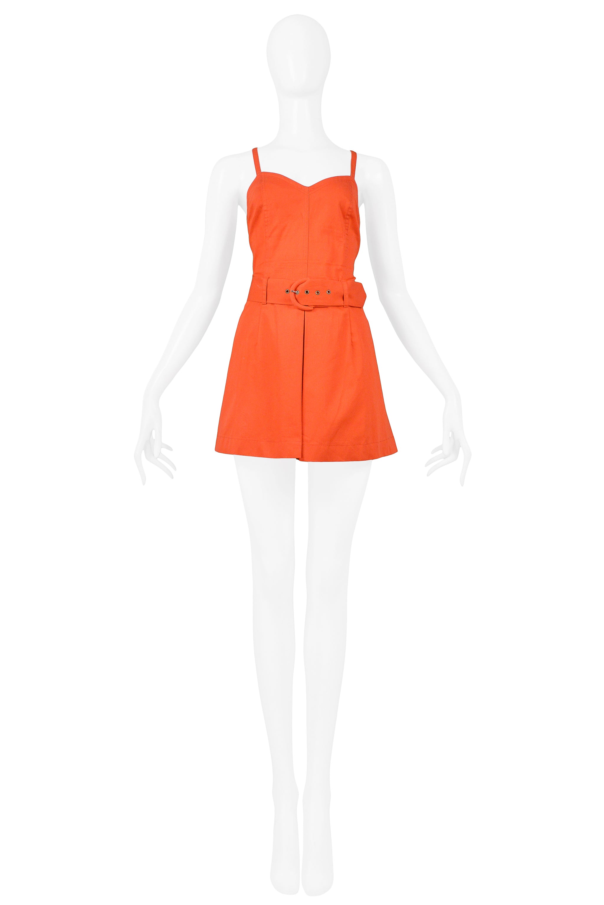 BYBLOS RED COTTON ROMPER WITH BELT