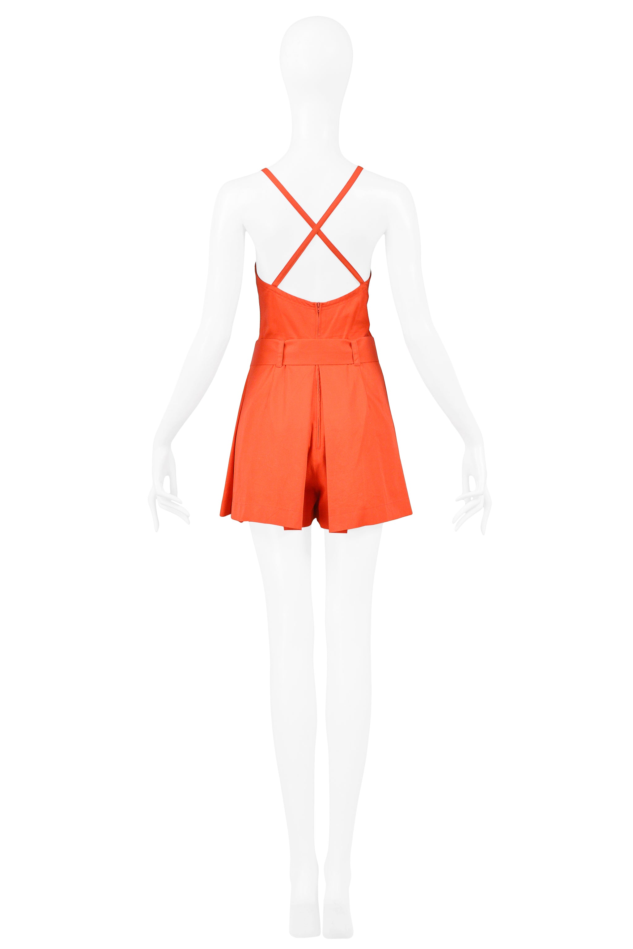 BYBLOS RED COTTON ROMPER WITH BELT