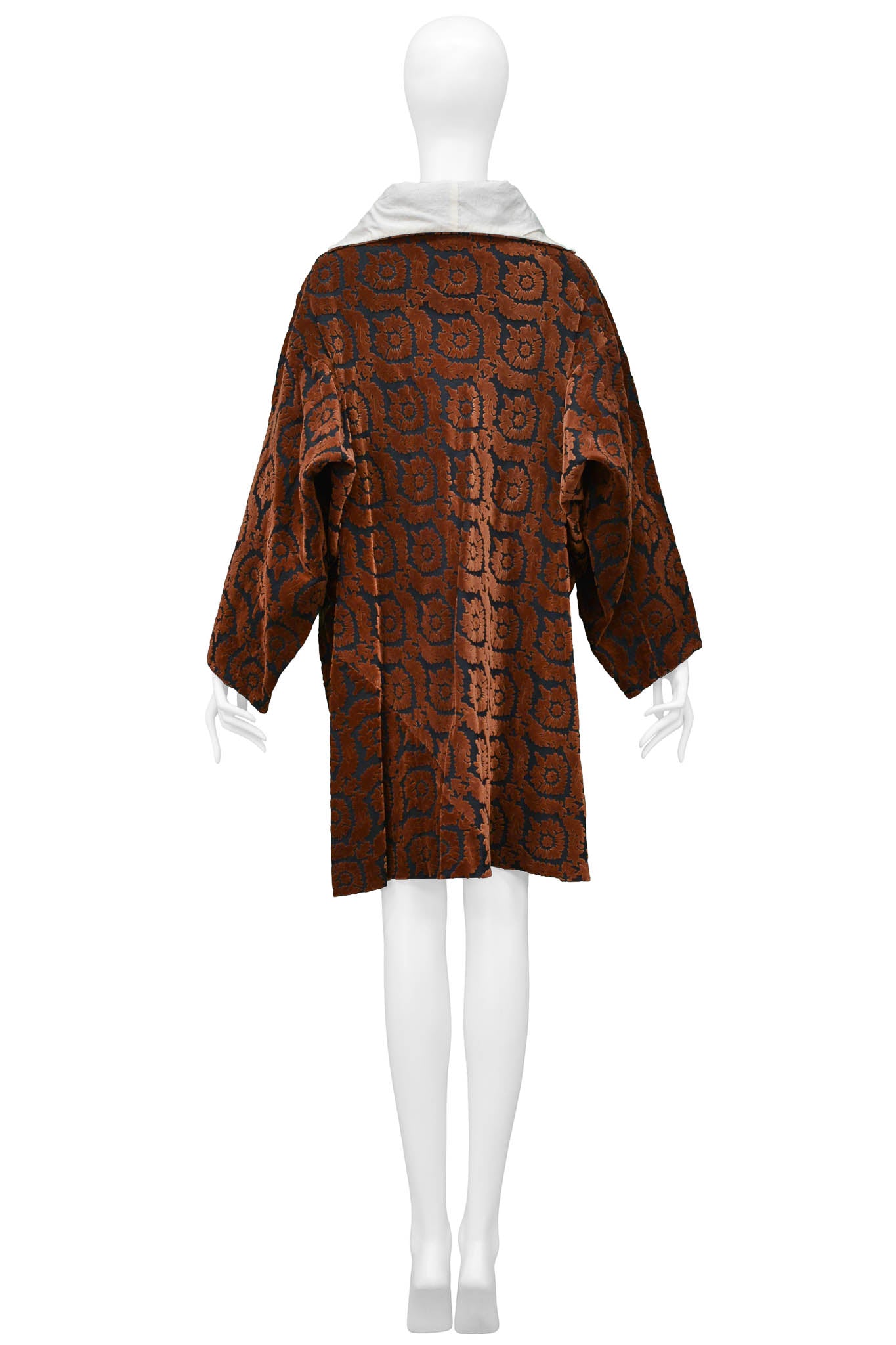 COMME DES GARCONS RUST & BLACK VELVET HIGH BACK COLLAR DRESS 1996