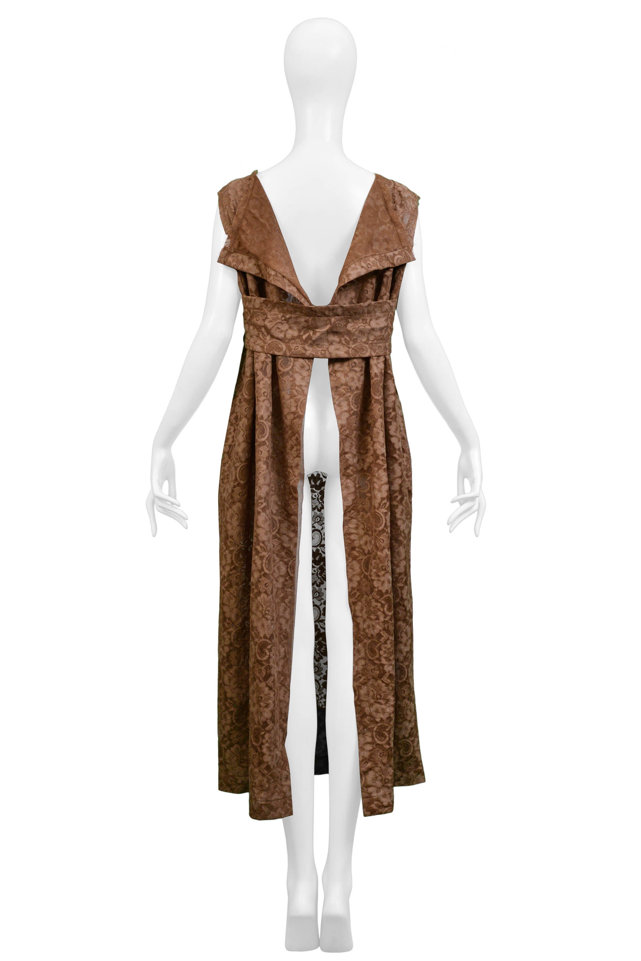 COMME DES GARCONS BROWN LACE APRON DRESS