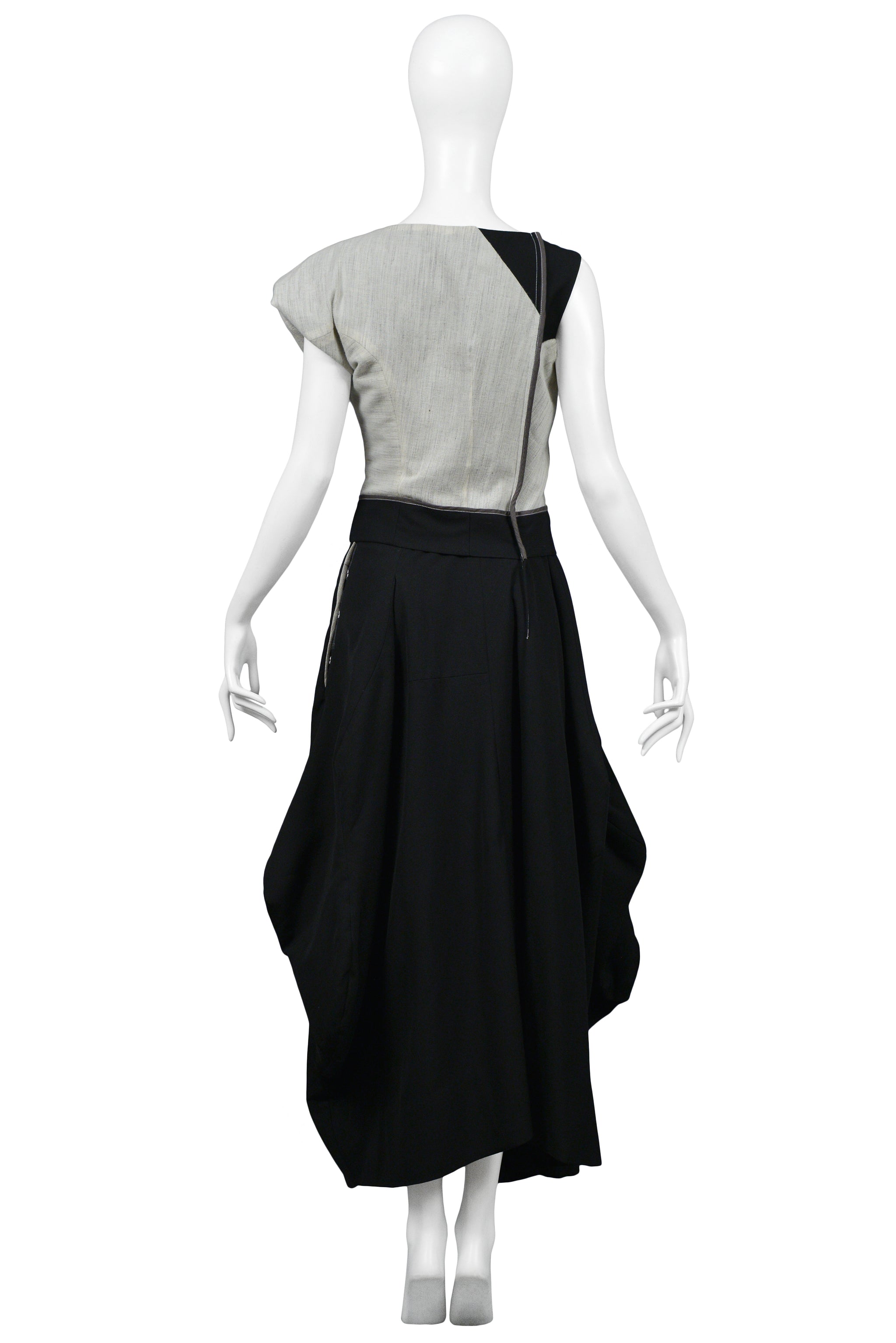 COMME DES GARCONS GREY & BLACK ASYMMETRICAL MODERNIST GOWN 1998