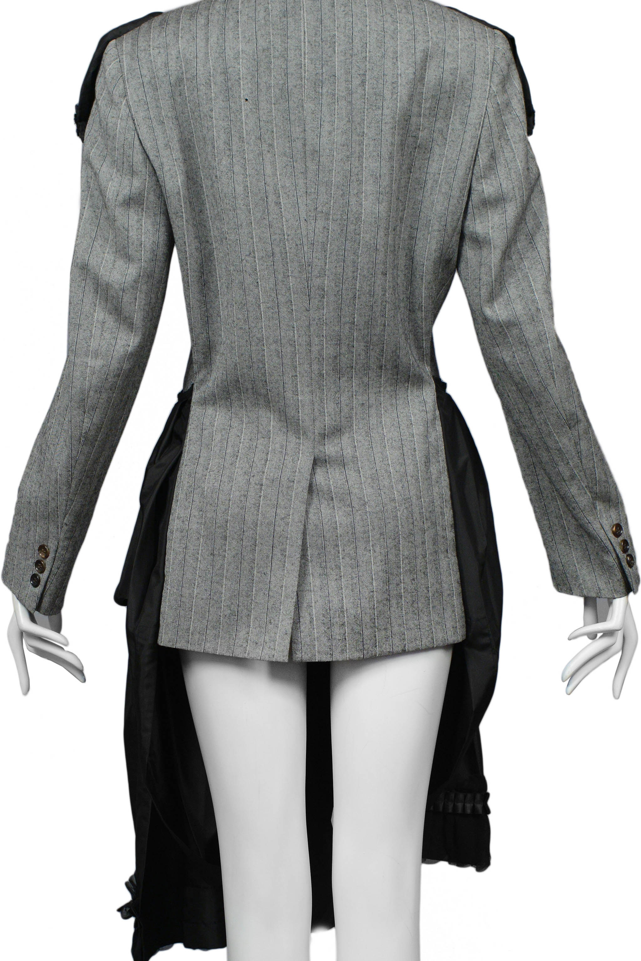 COMME DES GARCONS GREY PINSTRIPE & BLACK FANCY COAT DRESS 2006
