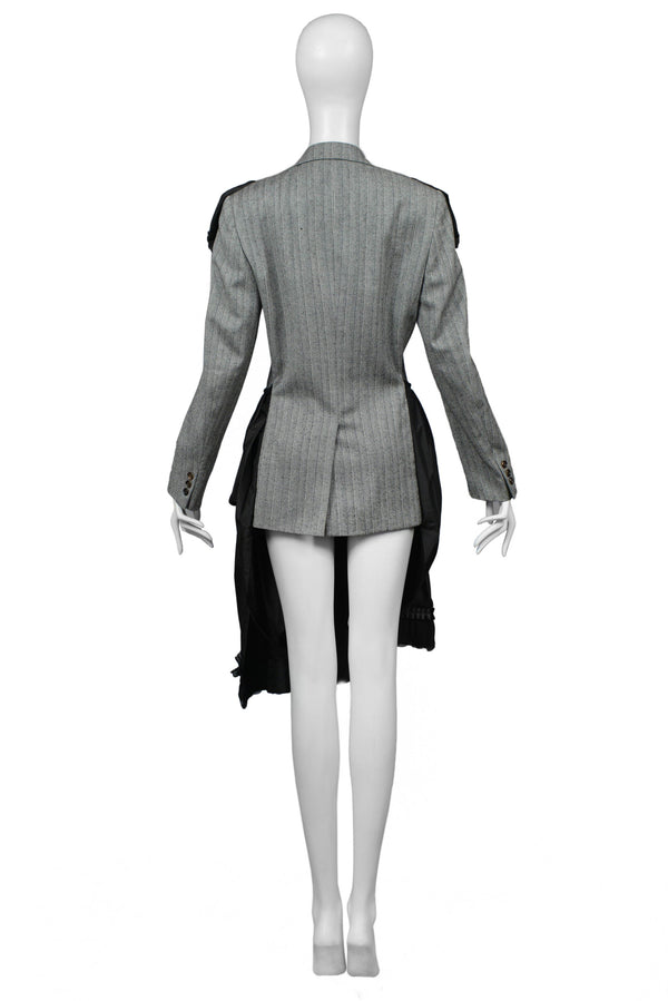 COMME DES GARCONS GREY PINSTRIPE & BLACK FANCY COAT DRESS 2006