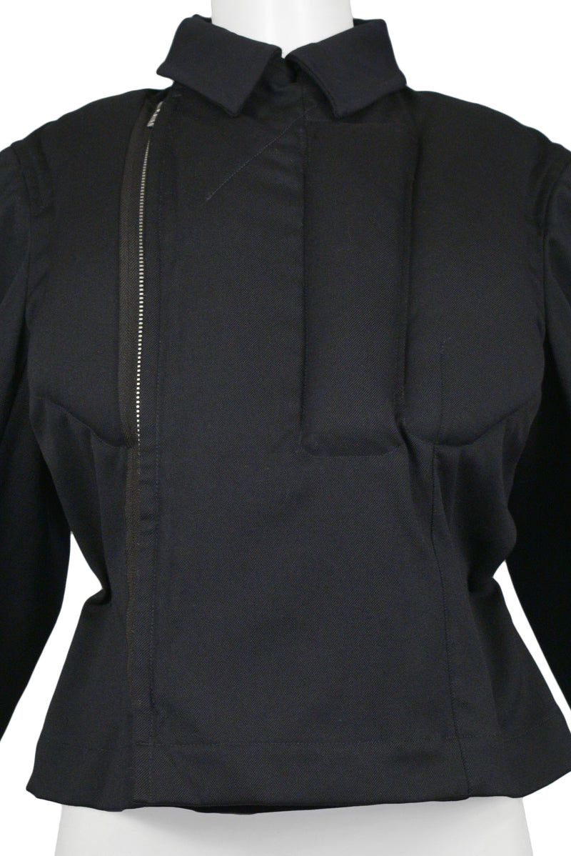 COMME DES GARCONS NAVY WOOL PADDED JACKET WITH TIES 2010