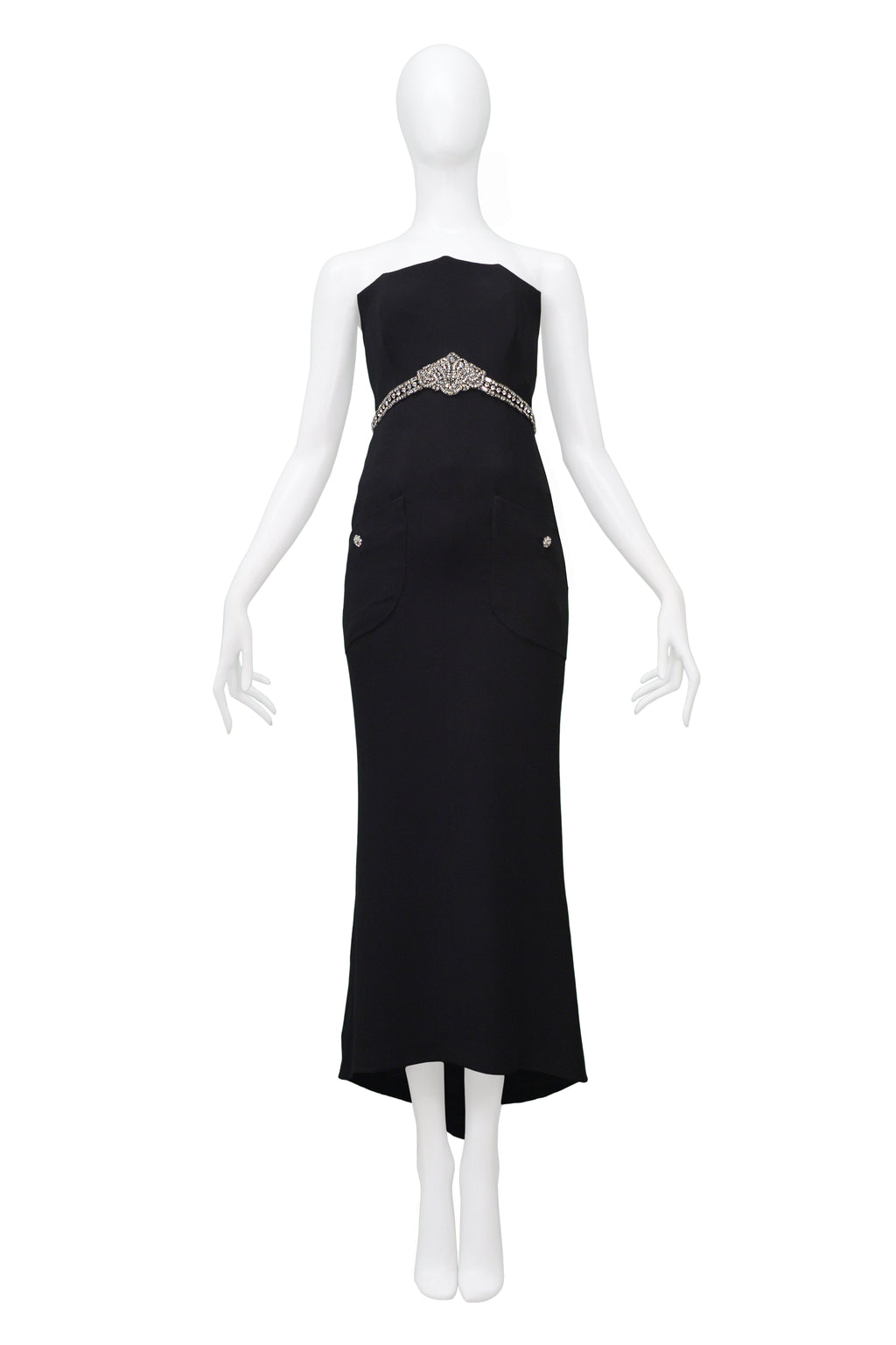 CHANEL BLACK CORSET EVENING GOWN WITH RHINESTONES