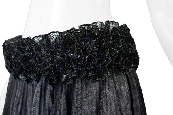 CHANEL PLEATED SKIRT WITH FLORAL SEQUIN WAISTBAND