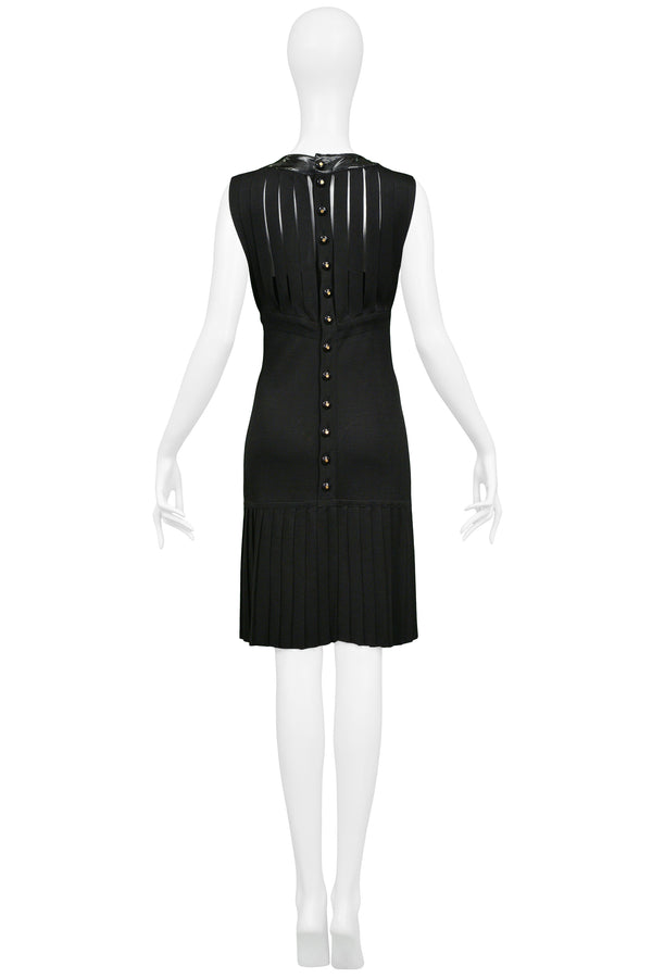 CHANEL BLACK KNIT & WET LOOK CAGE DRESS