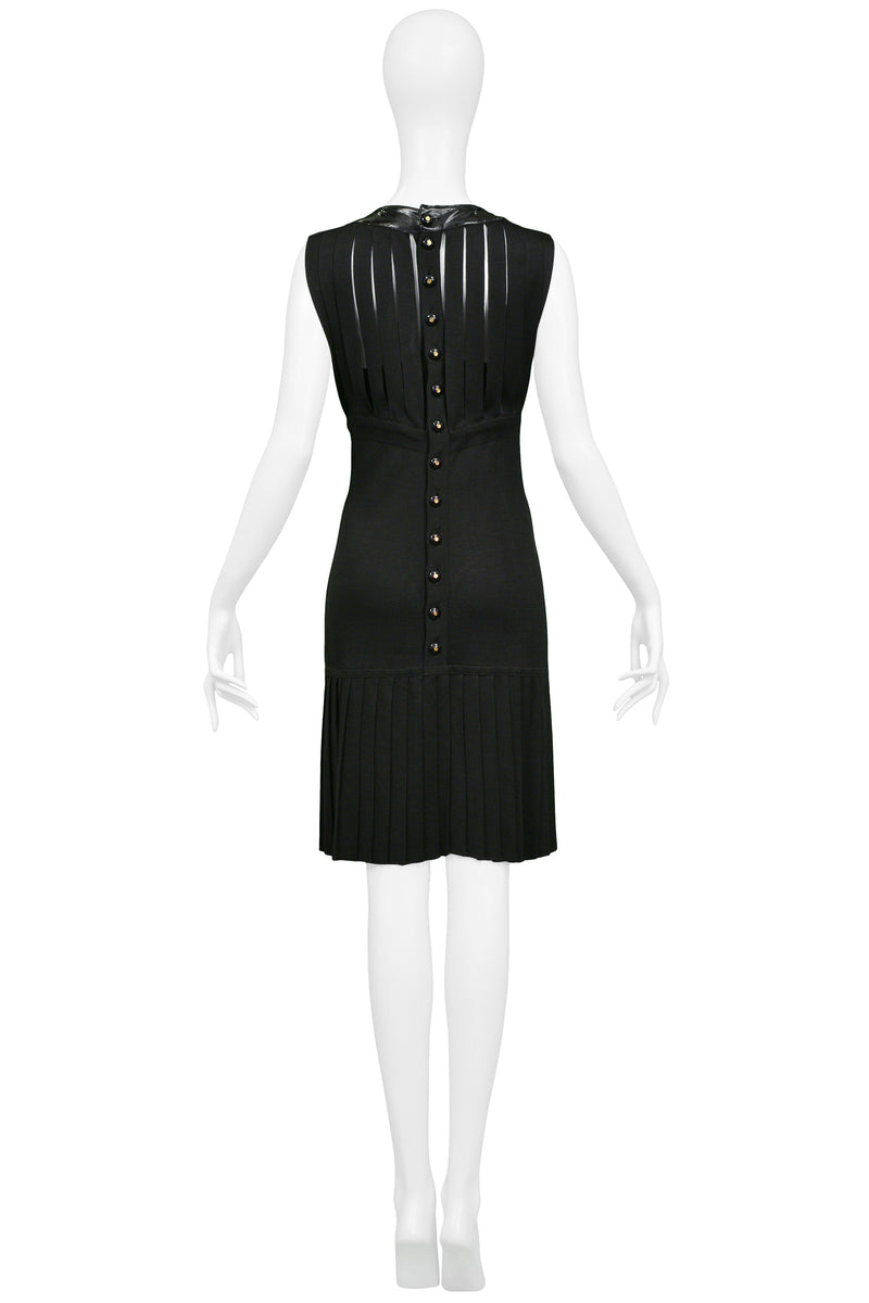 Chanel Black Knit & Wet Look Cage Dress