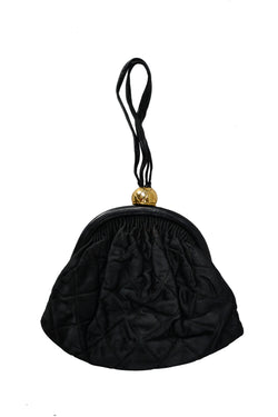Vintage Black Satin Evening Clutch Bag Designer Bag Black 