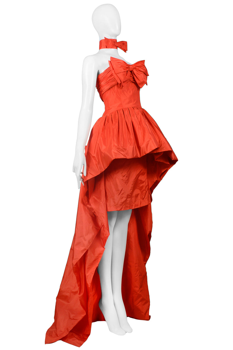 CHANEL RED HIGH LOW EVENING GOWN