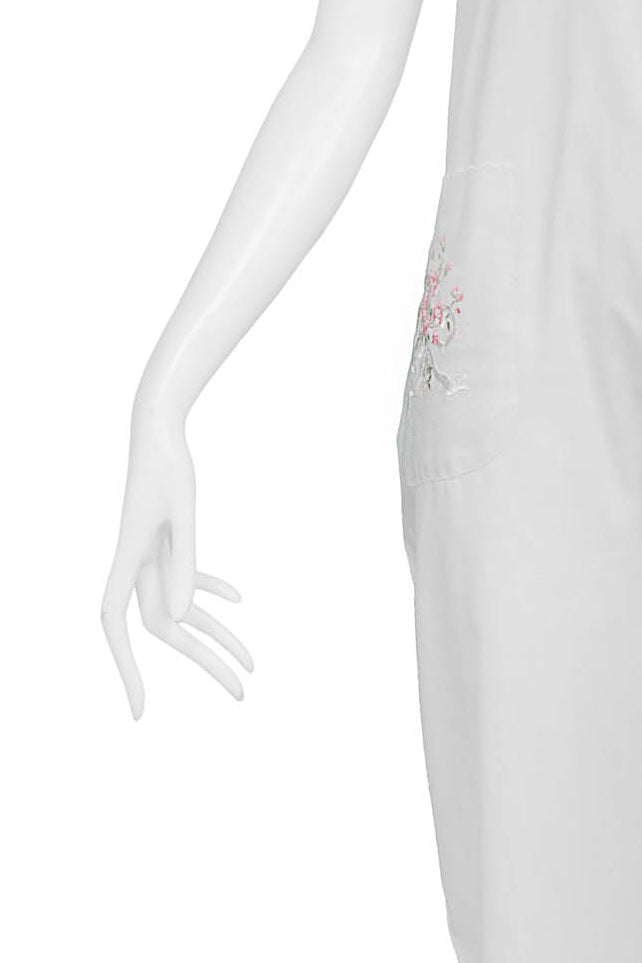 CHANTAL THOMASS WHITE COTTON JUMPSUIT WITH PINK FLORAL EMBROIDERY