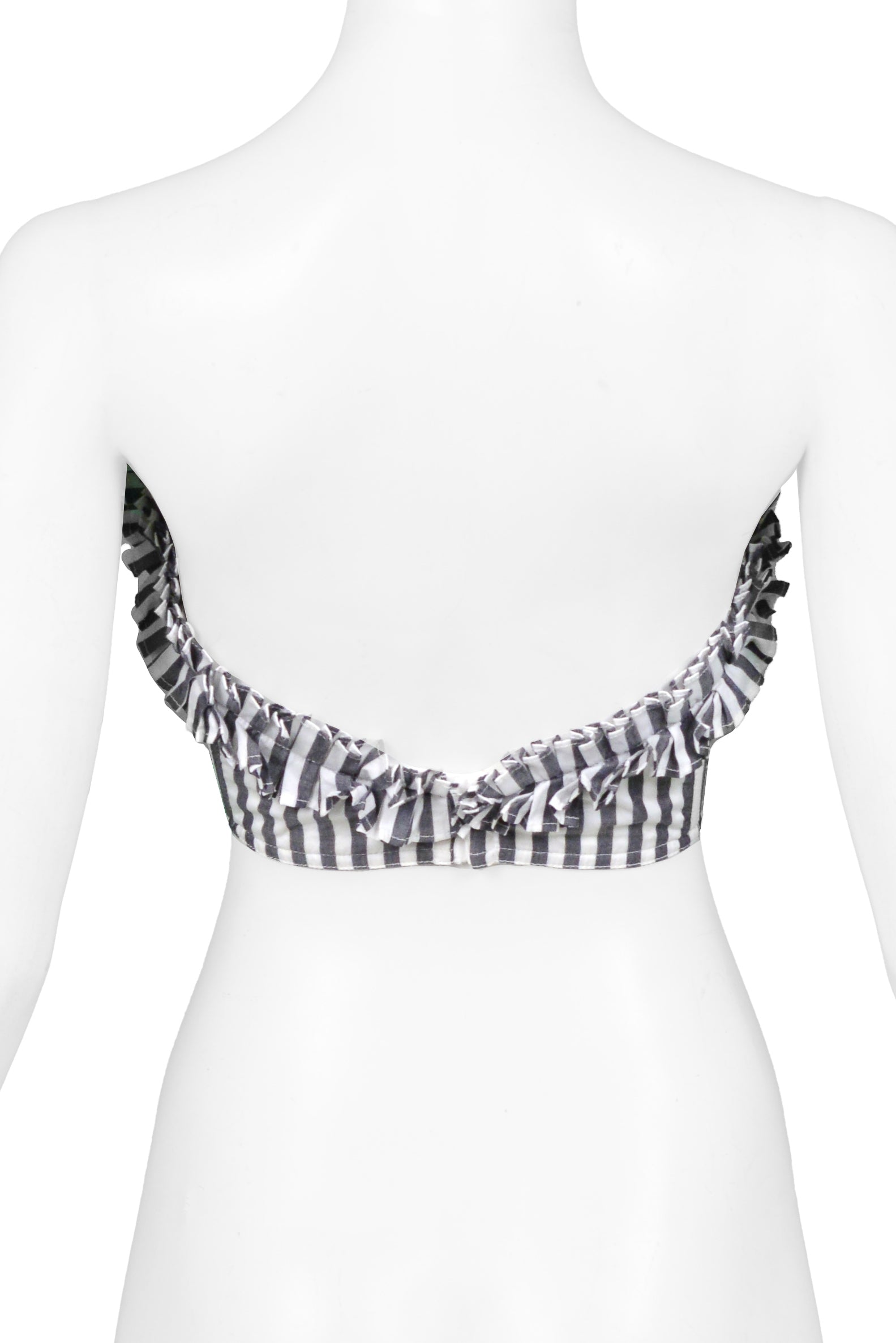 CHANTAL THOMASS BLACK & WHITE STRIPED BUSTIER TOP WITH RUFFLES