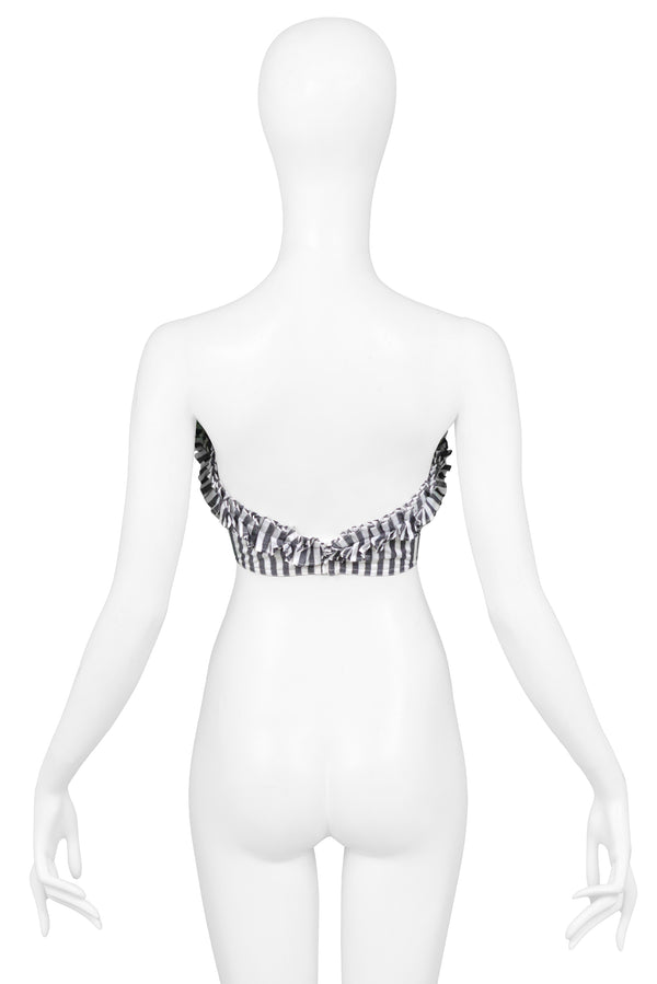 CHANTAL THOMASS BLACK & WHITE STRIPED BUSTIER TOP WITH RUFFLES