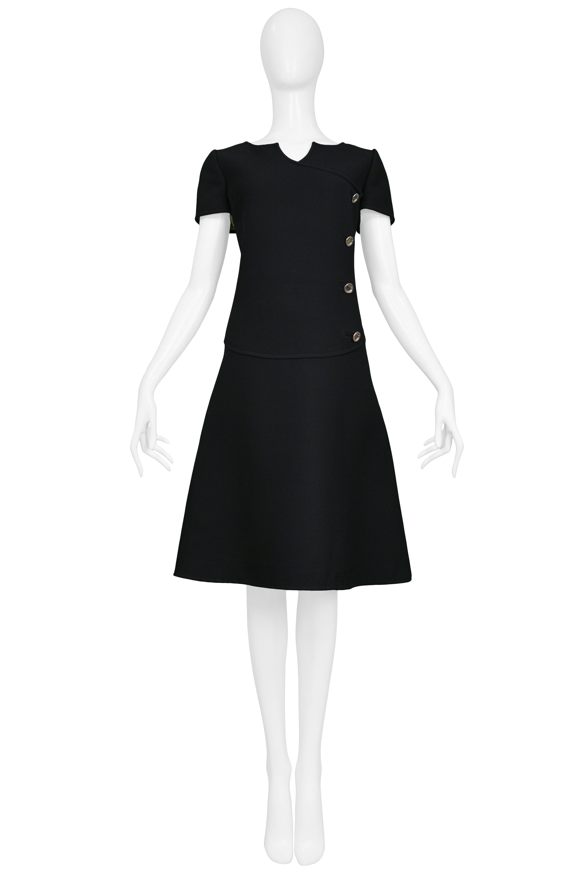 【関税&送料込】Courreges Black Viscose Blend Dress Vintage Designer Courreges Dress