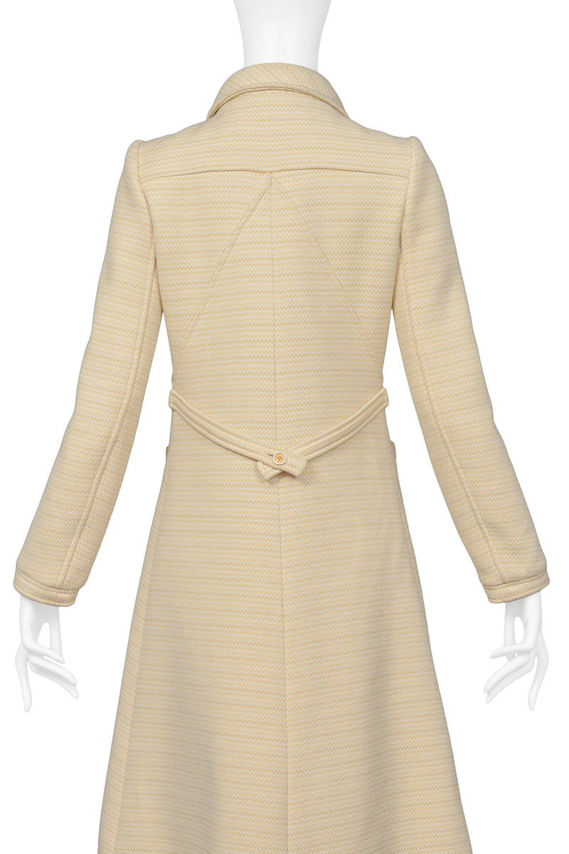 COURREGES OFF WHITE AND BROWN ZIG ZAG COAT