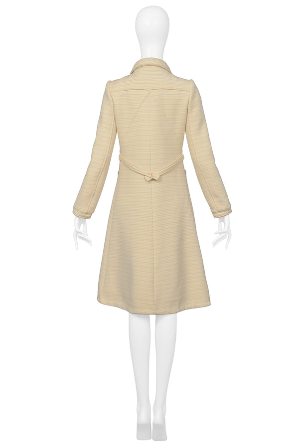 COURREGES OFF WHITE AND BROWN ZIG ZAG COAT