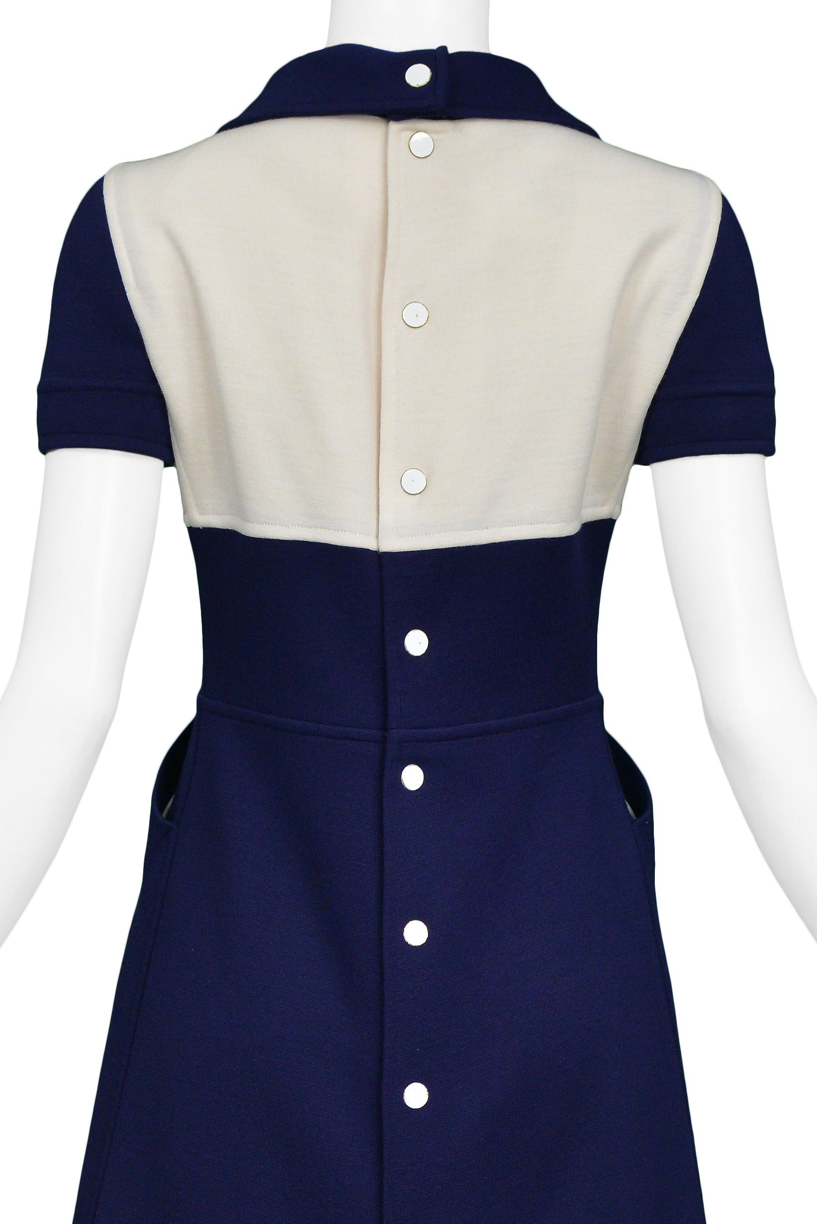 COURREGES BLUE & WHITE BUTTON DRESS