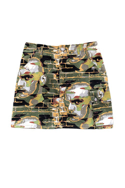 GAULTIER CAMO MINI SKIRT WITH DROIDS