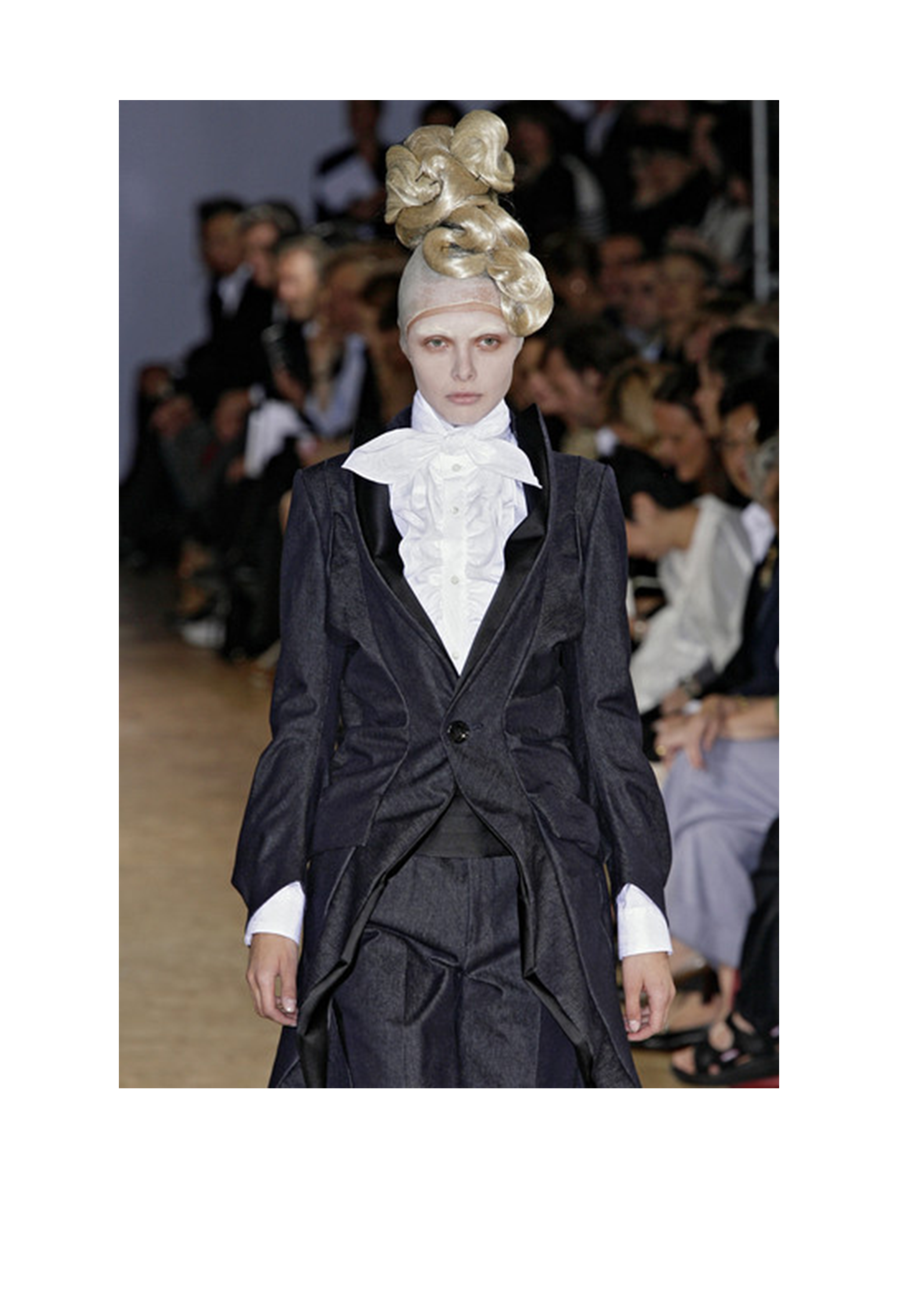 JUNYA WATANABE DENIM & BLACK SATIN COAT 2007