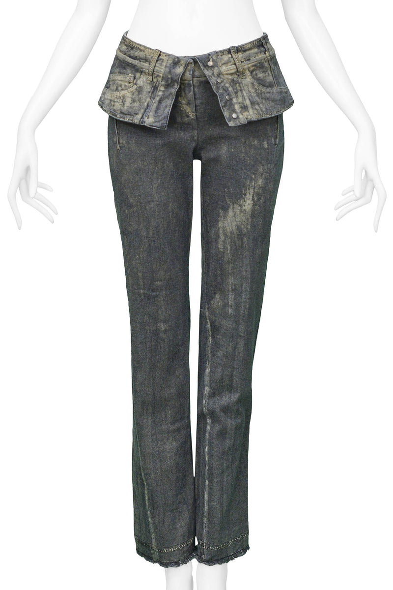 CHRISTIAN DIOR GREY DENIM JEANS WITH GOLD WAX 2006