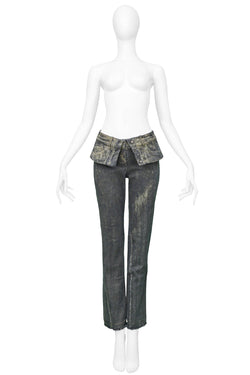 CHRISTIAN DIOR GREY DENIM JEANS WITH GOLD WAX 2006