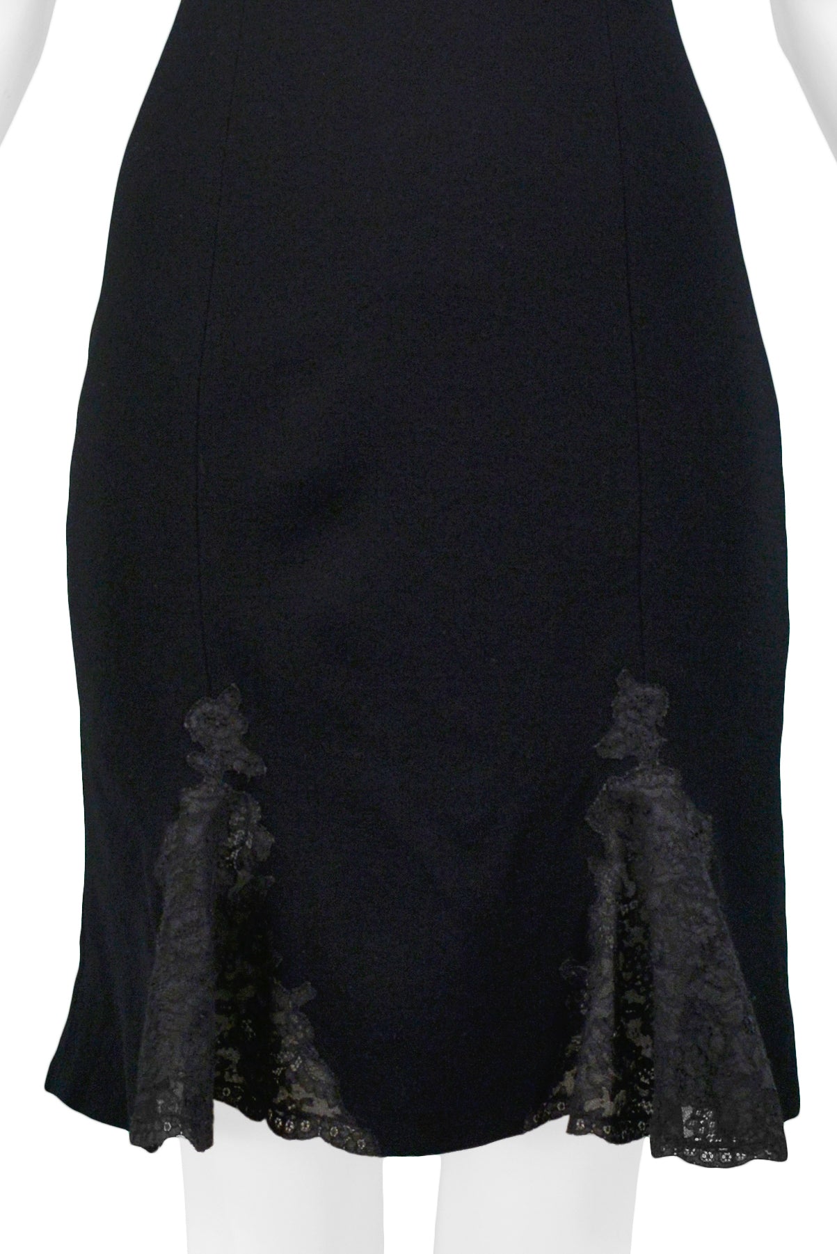 CHRISTIAN DIOR BY JOHN GALLIANO BLACK SLIP DRESS WITH LACE PANELS