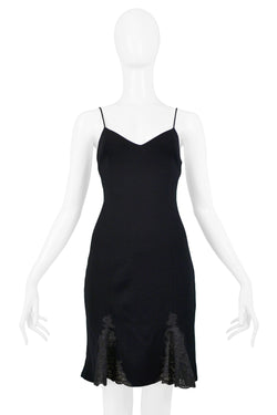 CHRISTIAN DIOR BY JOHN GALLIANO BLACK SLIP DRESS WITH LACE PANELS