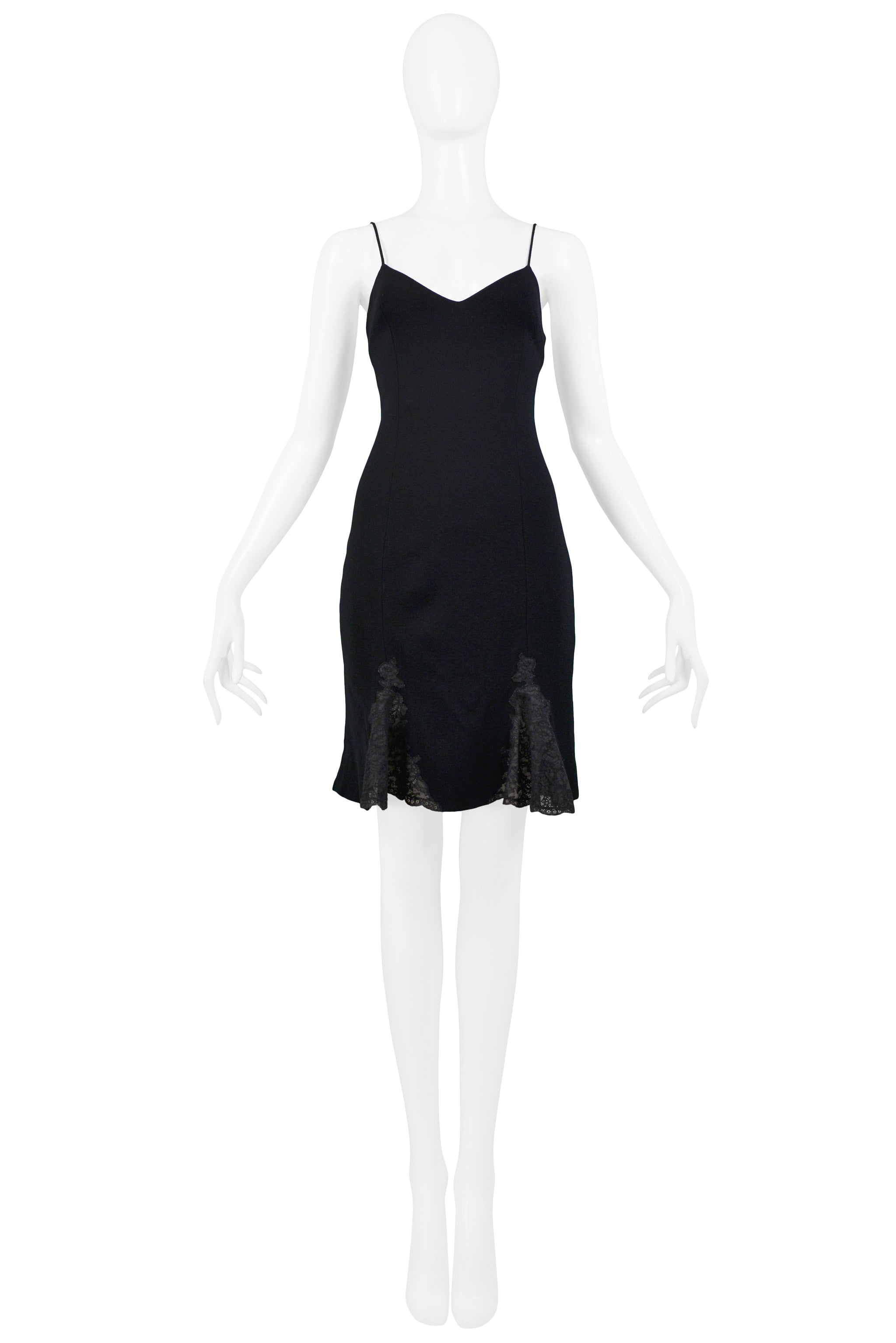 CHRISTIAN DIOR BY JOHN GALLIANO BLACK SLIP DRESS WITH LACE PANELS