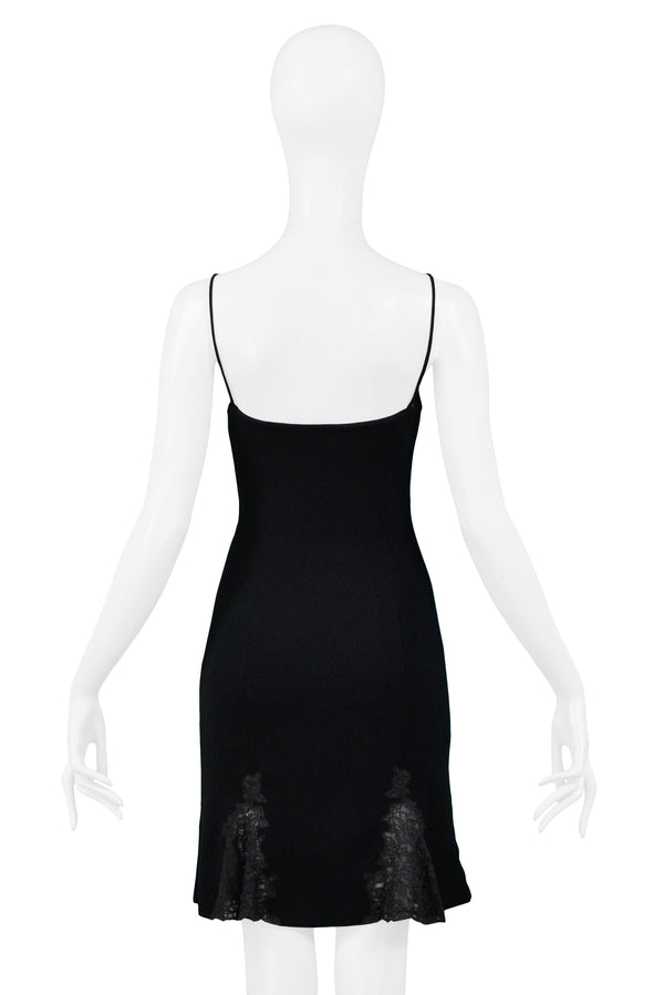 CHRISTIAN DIOR BY JOHN GALLIANO BLACK SLIP DRESS WITH LACE PANELS