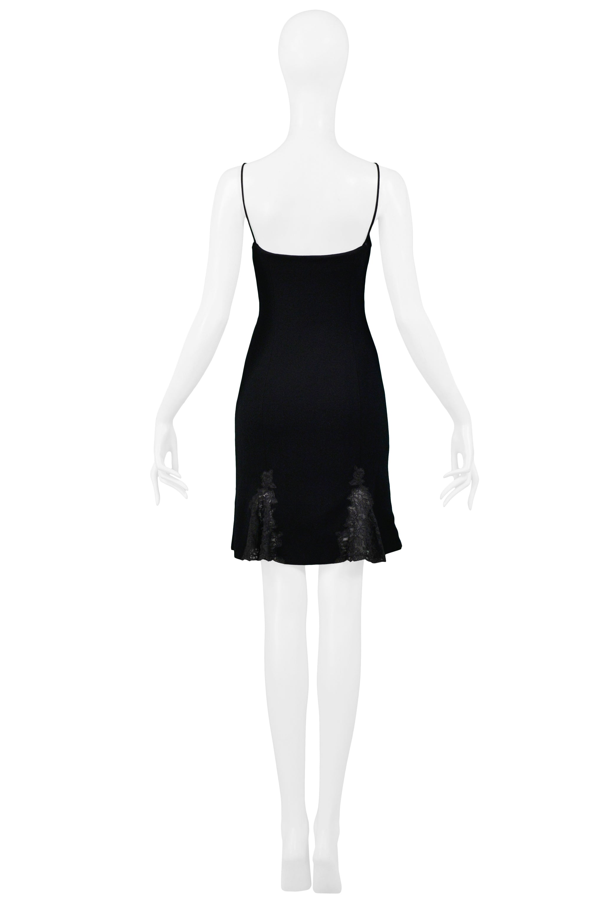 CHRISTIAN DIOR BY JOHN GALLIANO BLACK SLIP DRESS WITH LACE PANELS