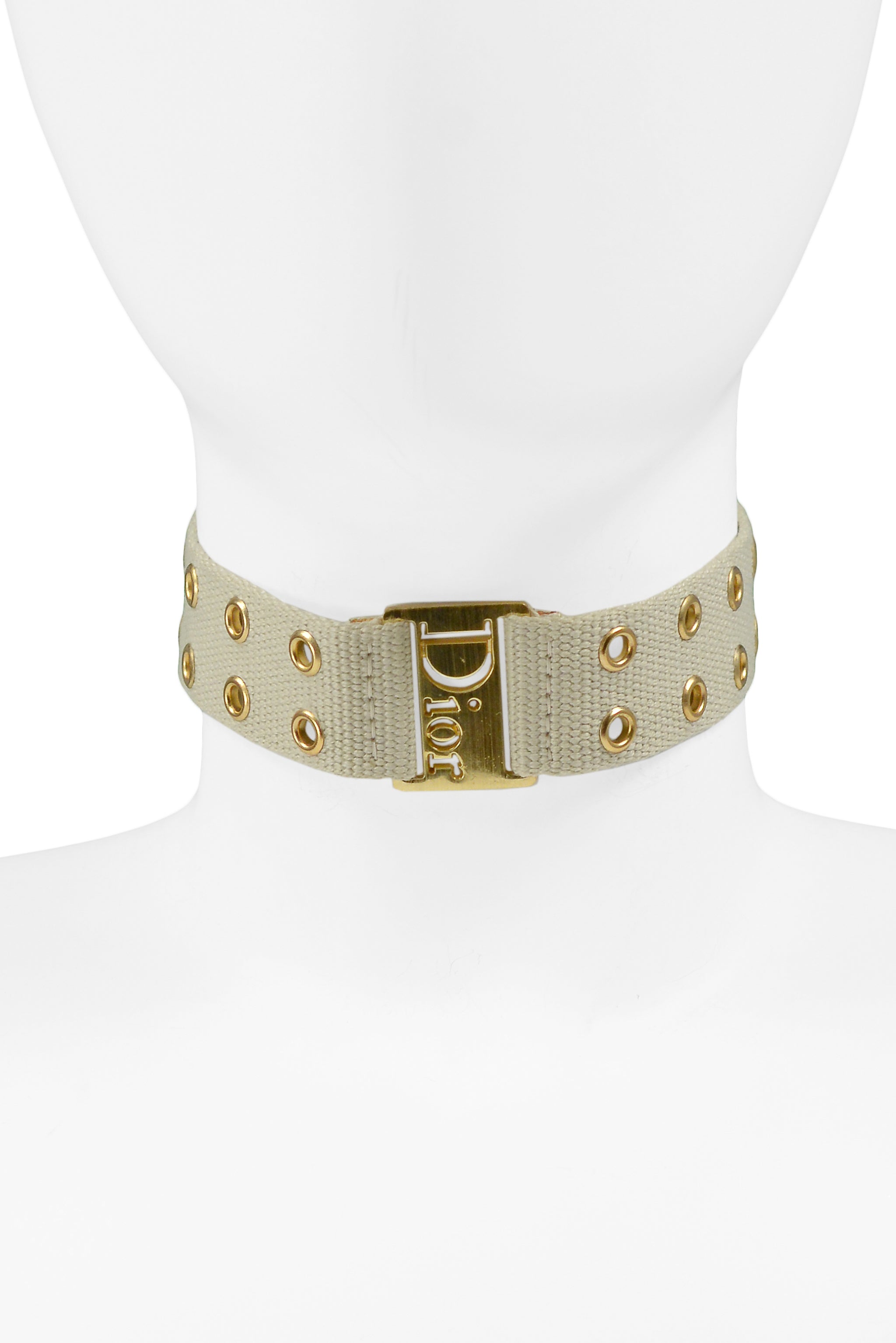 DIOR LOGO KHAKI CHOKER NECKLACE