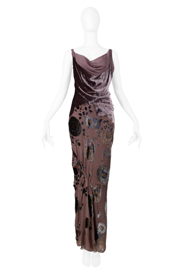 JOHN GALLIANO Vintage crystal strap floral print evening gown