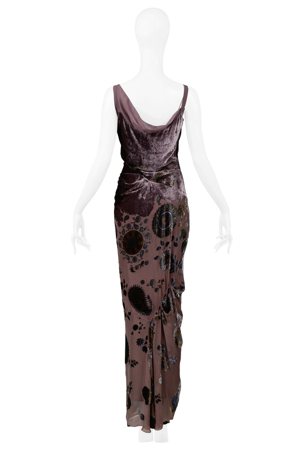 JOHN GALLIANO Vintage crystal strap floral print evening gown