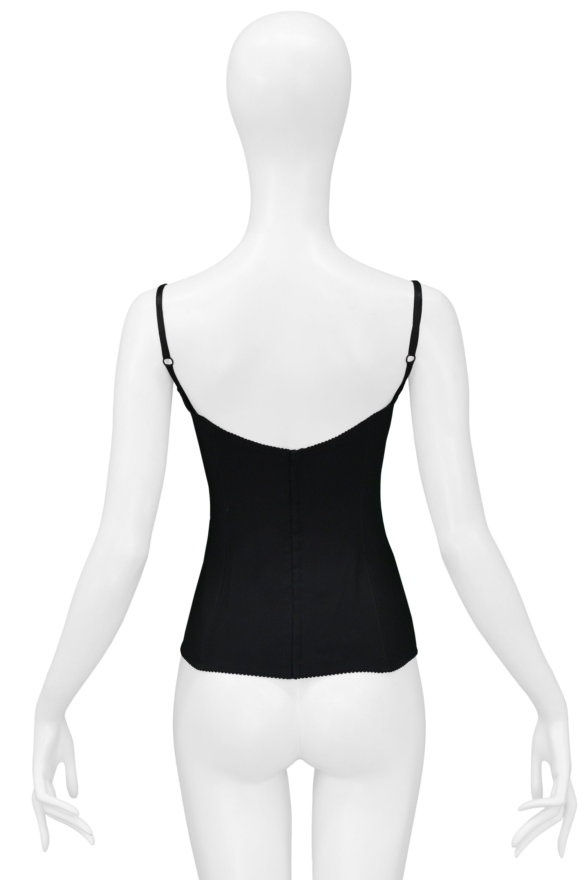 DOLCE & GABBANA BLACK CORSET TOP WITH ITALIA PATCH