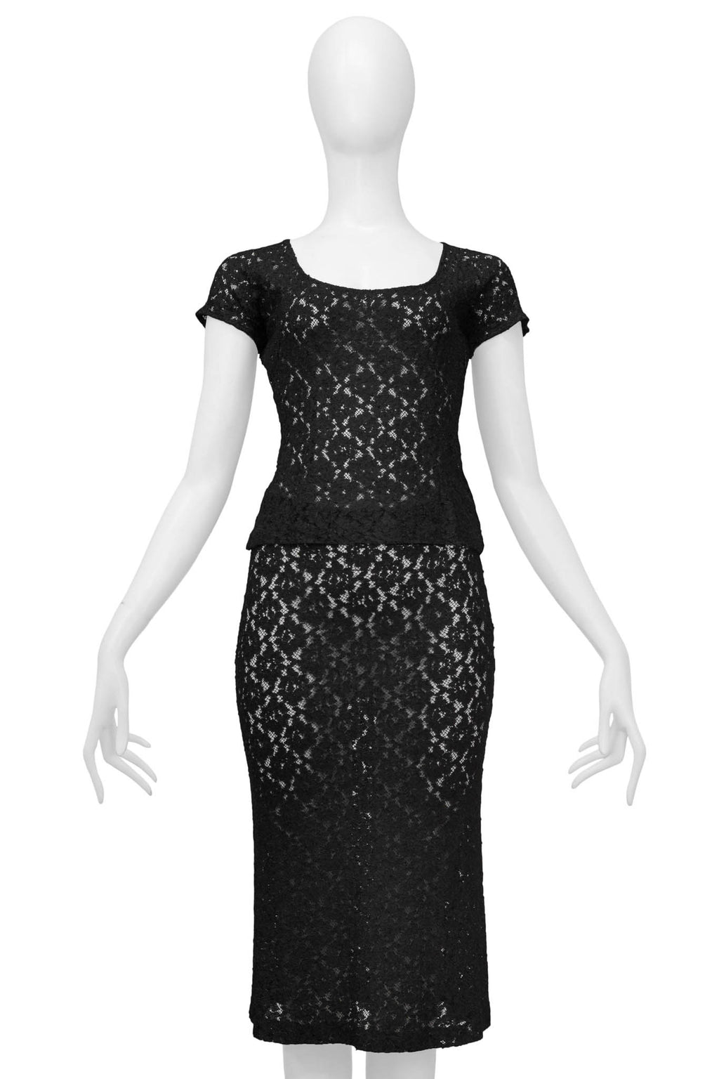 DOLCE & GABBANA ブラックドレス Dolce & Gabbana - Nero Black Lace Sleeveless Sheath Dress