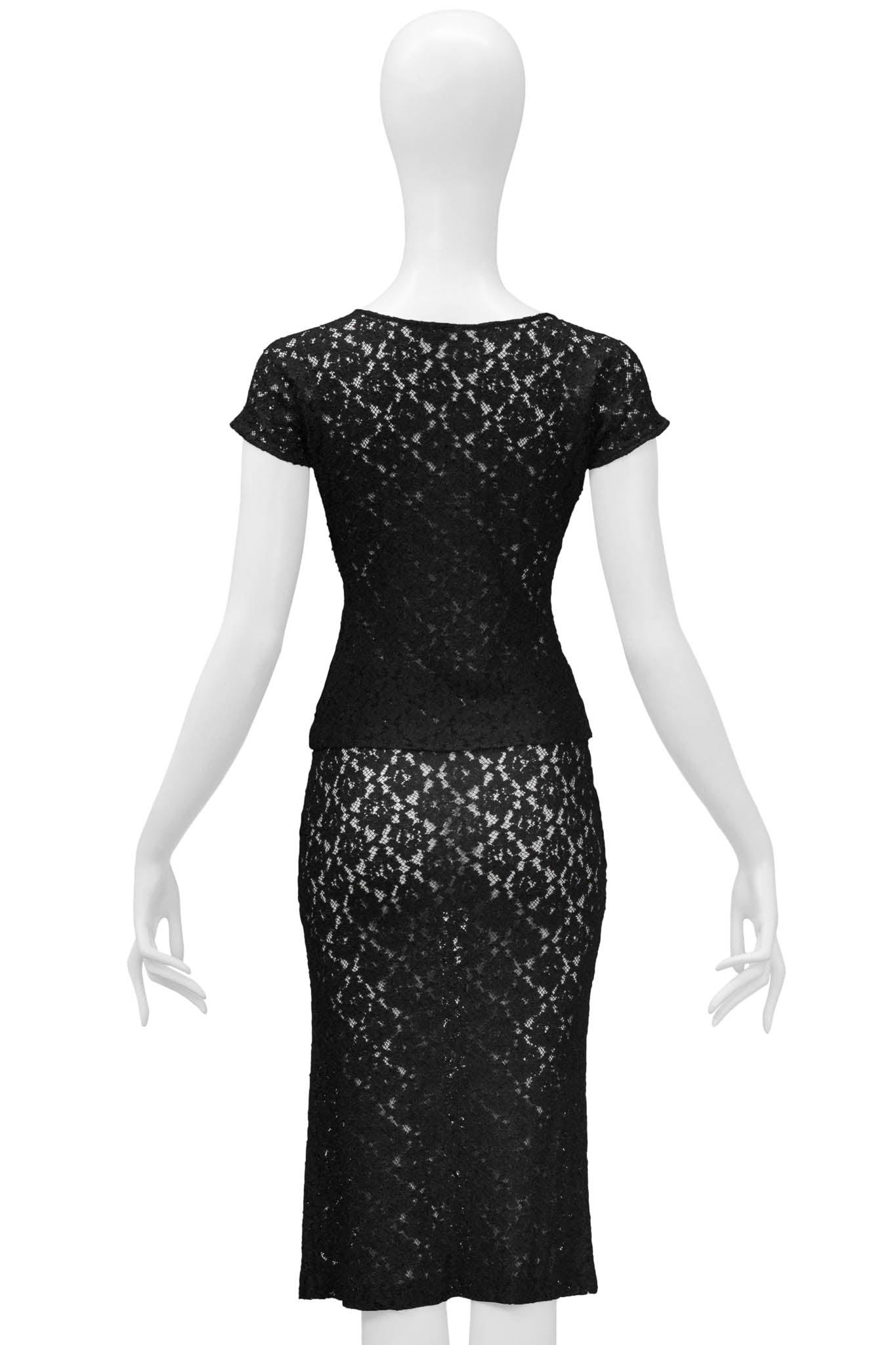 DOLCE & GABBANA BLACK LACE TOP AND SKIRT ENSEMBLE